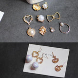 DIY Alloy Diamond Pearl Love Shell Earrings