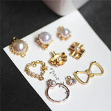 DIY Alloy Diamond Pearl Love Shell Earrings