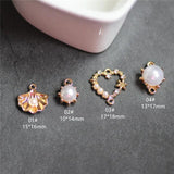 DIY Alloy Diamond Pearl Love Shell Earrings