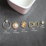 DIY Alloy Diamond Pearl Love Shell Earrings