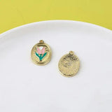 Alloy Drip Tulip Flower Pendant DIY Ornament 4pcs