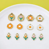 Alloy Drip Tulip Flower Pendant DIY Ornament 4pcs