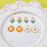 Alloy Drip Tulip Flower Pendant DIY Ornament 4pcs
