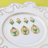 Alloy Drip Tulip Flower Pendant DIY Ornament 4pcs