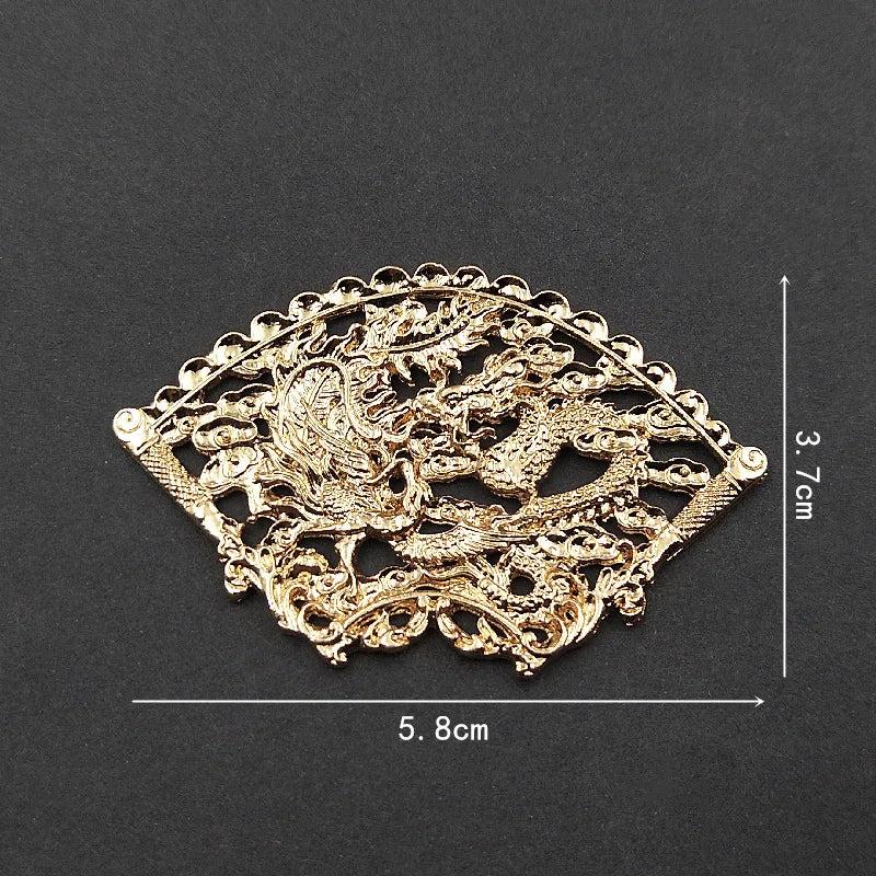 10 PCS Dragon Phoenix Auspicious Cloud Fan Alloy Jewelry Making Accessories