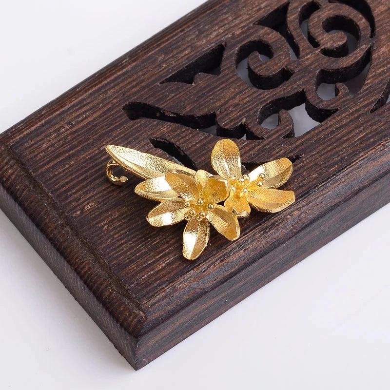 5 PCS 17x25mm Metal Brass Flowers Pendant Charms DIY Jewelry Making