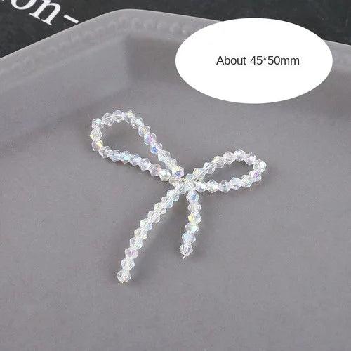 Pearl Crystal Beads Tassel Bow Pendant DIY Ear Stud Hairpin Accessories