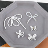 Pearl Crystal Beads Tassel Bow Pendant DIY Ear Stud Hairpin Accessories
