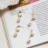 S925 Silver Half Arc Pearl Earrings - DIY Jewelry Accessories