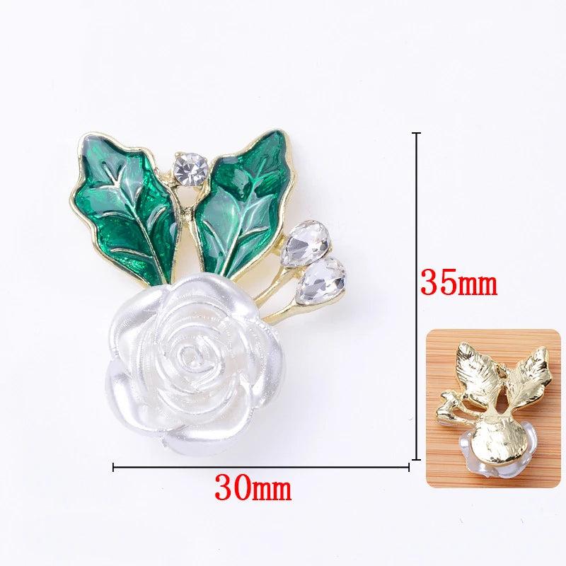 10Pcs 30x35mm Metal Flowers Ornament for DIY Jewelry Making