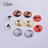 30pcs Mixed Round Cats Glass Cabochons DIY Earrings Base