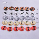 30pcs Mixed Round Cats Glass Cabochons DIY Earrings Base