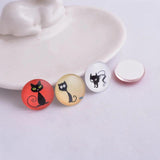 30pcs Mixed Round Cats Glass Cabochons DIY Earrings Base