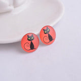 30pcs Mixed Round Cats Glass Cabochons DIY Earrings Base