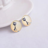 30pcs Mixed Round Cats Glass Cabochons DIY Earrings Base