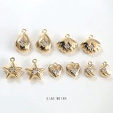 Copper Micro-Inlaid Zircon Shell Star Moon Pendant DIY Jewelry