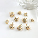 Copper Micro-Inlaid Zircon Shell Star Moon Pendant DIY Jewelry