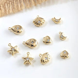 Copper Micro-Inlaid Zircon Shell Star Moon Pendant DIY Jewelry