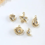 Copper Micro-Inlaid Zircon Shell Star Moon Pendant DIY Jewelry