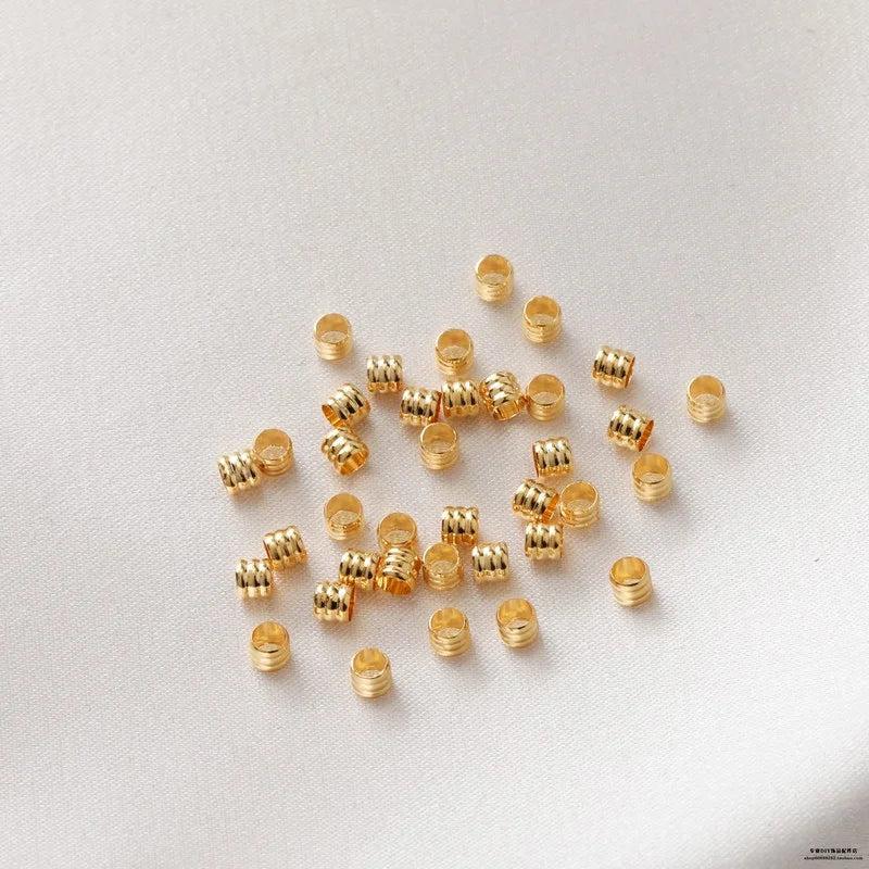 14K Gold-Plated Copper Barrel Round Beads DIY Bracelet Material Accessories