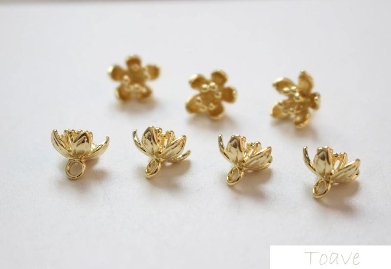 Copper Plated 18K Real Flower Pendant DIY Ear Decor Material