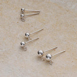 925 Silver Round Ball Beads Ear Studs 2pairs