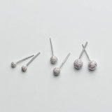 925 Sterling Silver Ball Stud Earring Pins for DIY Earrings Making