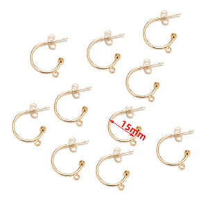 10pcs Stainless Steel Huggie Earring Posts Stud Earrings for DIY Jewelry