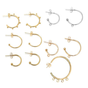 10pcs Stainless Steel Huggie Earring Posts Stud Earrings for DIY Jewelry