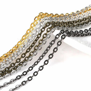 5m/lot 2mm 3mm Silver Iron Link Chains DIY Necklace Chains