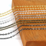 5m/lot 2mm 3mm Silver Iron Link Chains DIY Necklace Chains