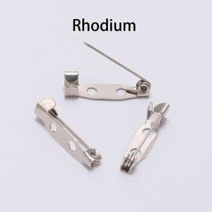 50Pcs 15-45mm Rhodium Plated Brooch Clip Base Safety Pins DIY Jewelry Making