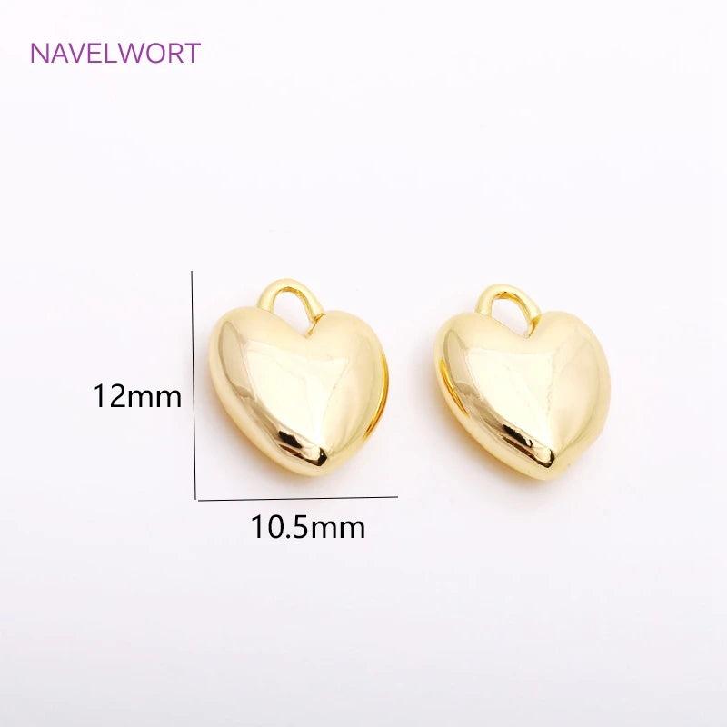 Brass Heart Charms for DIY Jewelry, Love Pendants for Earrings