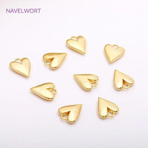 Brass Heart Charms for DIY Jewelry, Love Pendants for Earrings