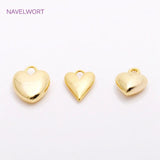 Brass Heart Charms for DIY Jewelry, Love Pendants for Earrings