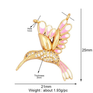 18K Zircon Animal Charm Pendant Necklace, Oil Dropped Design