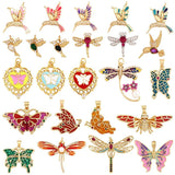18K Zircon Animal Charm Pendant Necklace, Oil Dropped Design
