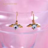 Mini Crystal Heart Wing Charms Multicolor Loves Pendant for DIY Earrings