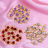 Mini Crystal Heart Wing Charms Multicolor Loves Pendant for DIY Earrings