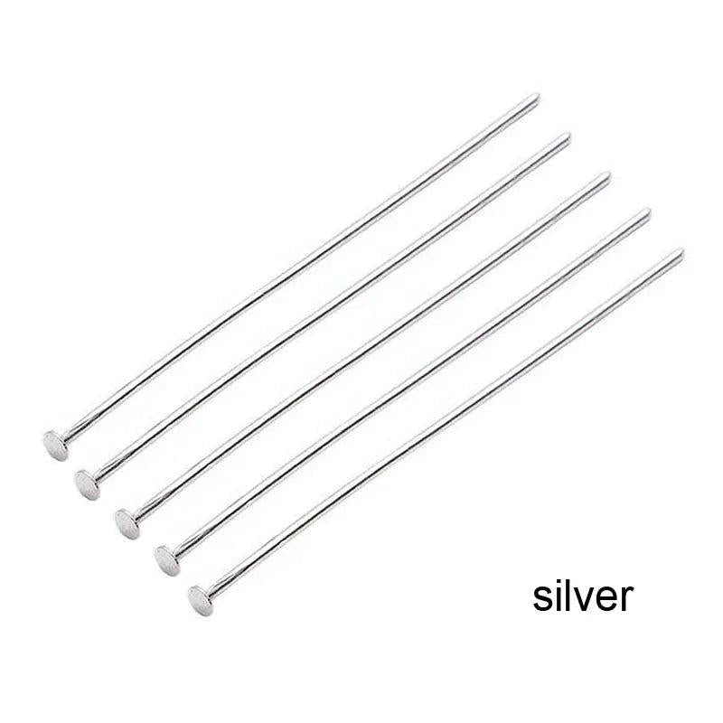 200pcs Flat Head Pins Gold/Silver Color Rhodium Jewelry Findings Making DIY