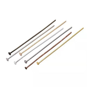 200pcs Flat Head Pins Gold/Silver Color Rhodium Jewelry Findings Making DIY