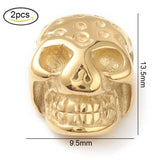 2PCS Golden Stainless Steel Lion Head Beads 3mm Hole