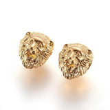 2PCS Golden Stainless Steel Lion Head Beads 3mm Hole