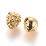2PCS Golden Stainless Steel Lion Head Beads 3mm Hole