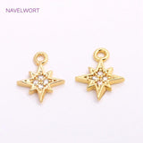 14K Plated North Star Charms with Zircon for Earrings DIY