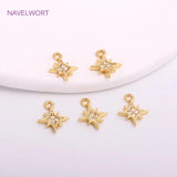 14K Plated North Star Charms with Zircon for Earrings DIY
