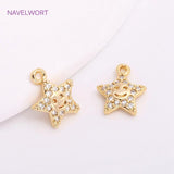 14K Plated North Star Charms with Zircon for Earrings DIY