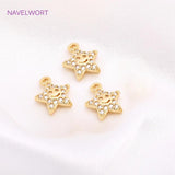 14K Plated North Star Charms with Zircon for Earrings DIY