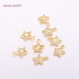 14K Plated North Star Charms with Zircon for Earrings DIY