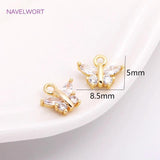 Mini Butterfly Charms 8.5mm*5mm, Zircon Inlaid 14K Plating Pendants